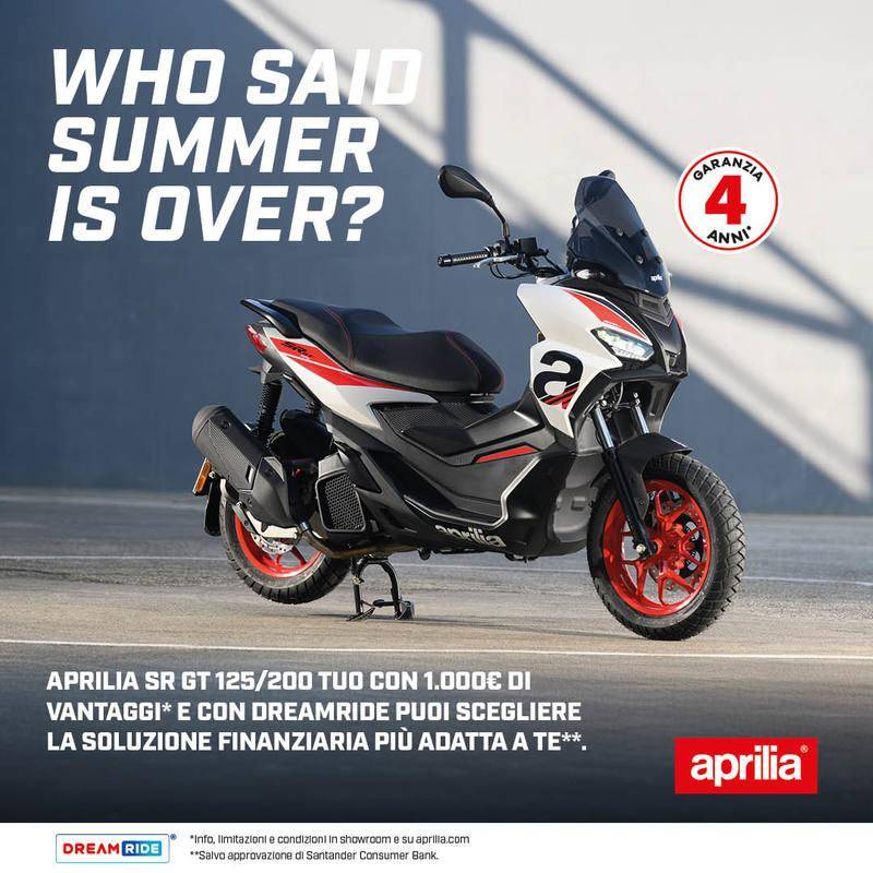 Scopri Aprilia SR GT questo mese con 1.000 € di vantaggi!