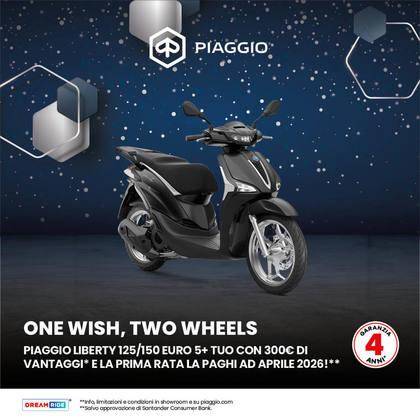 Per questo mese, 300 € di vantaggi sulla gamma Piaggio Liberty e la prima rata la paghi a Aprile 2026!