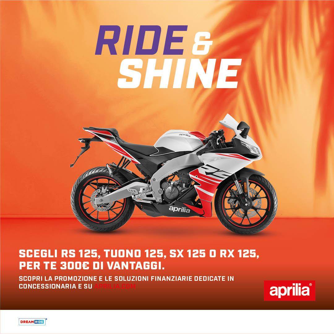 Per questo mese, 300 € di vantaggi sulla gamma RS 125, RX 125, SX 125 e Tuono 125!