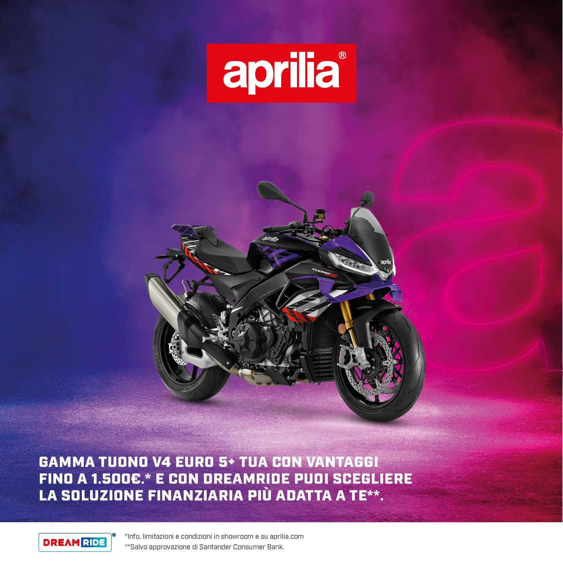 Per questo mese, fino a 1500 € di vantaggi su Tuono V4!