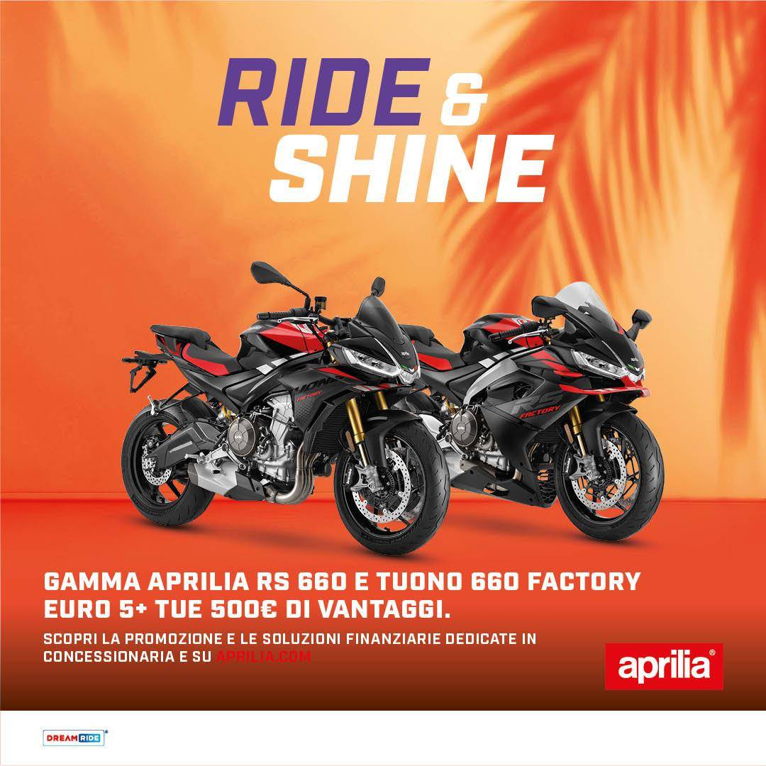 Per questo mese, 500 € di vantaggi su RS 660 e Tuono 660 Factory!