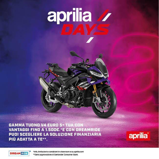 Per questo mese, fino a 1500 € di vantaggi su Tuono V4!