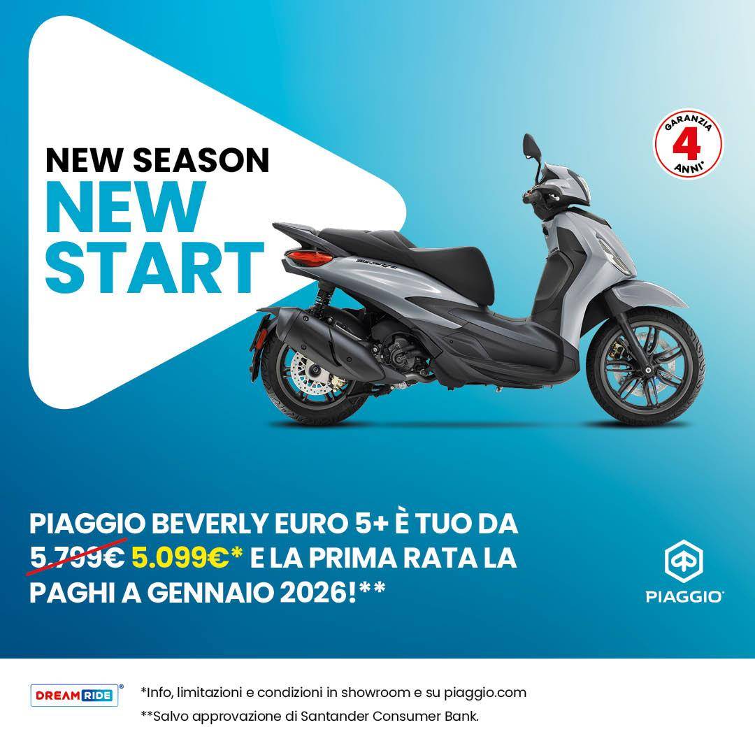 Per questo mese, Piaggio Beverly tuo da 5.099€ e la prima rata la paghi a Gennaio 2026 !
