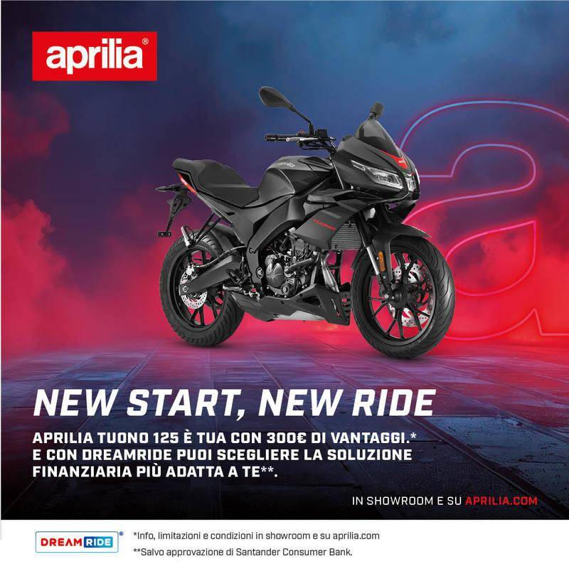Per questo mese, 300 € di vantaggi sulla Aprilia Tuono 125!
