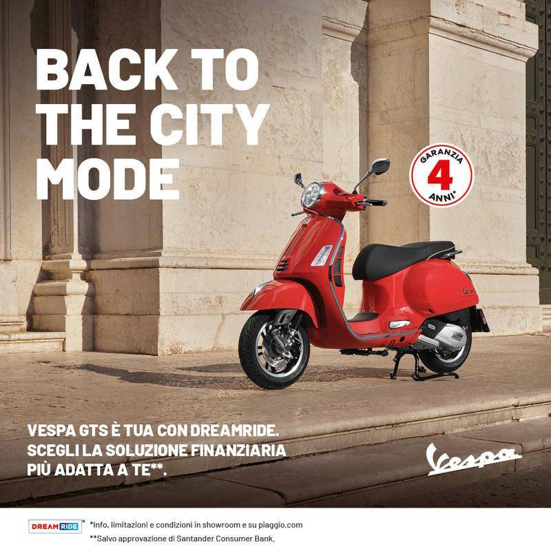 Per questo mese, scopri Vespa GTS con la formula di finanziamento DreamRide perfetta per te!