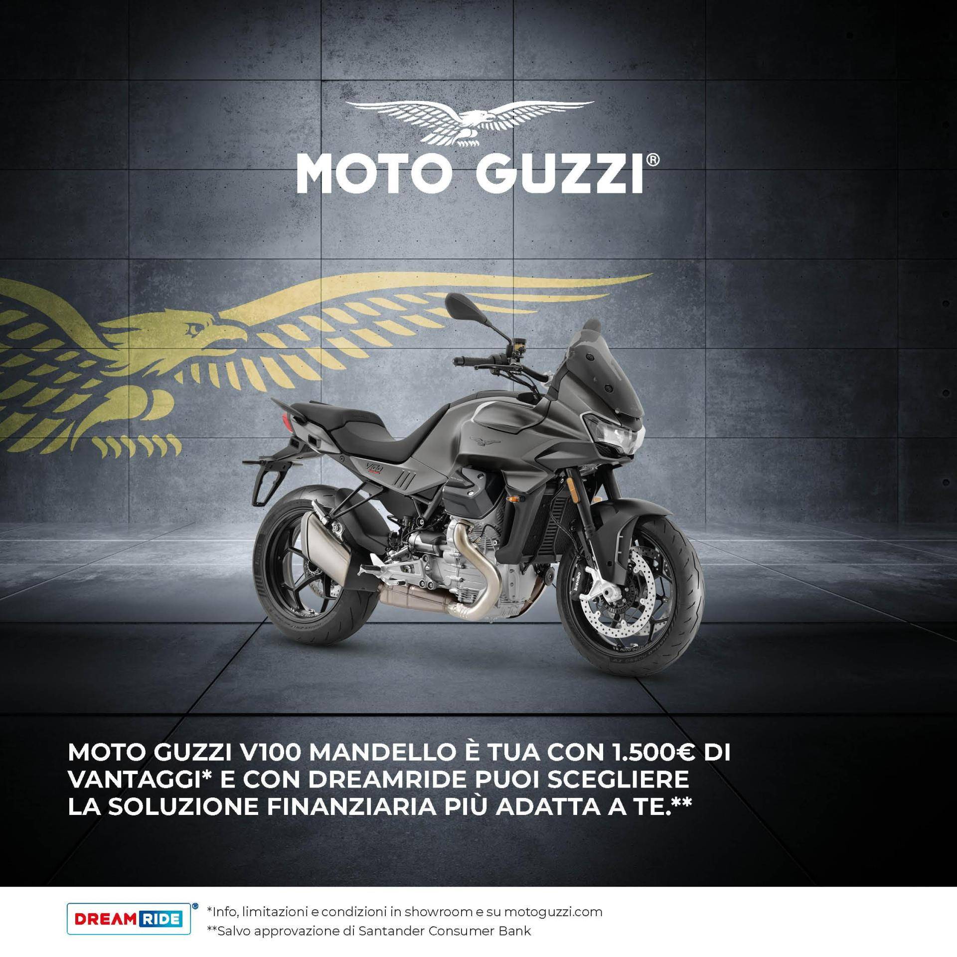 Per questo mese, Moto Guzzi V100 Mandellotua con 1.500 € di vantaggi!