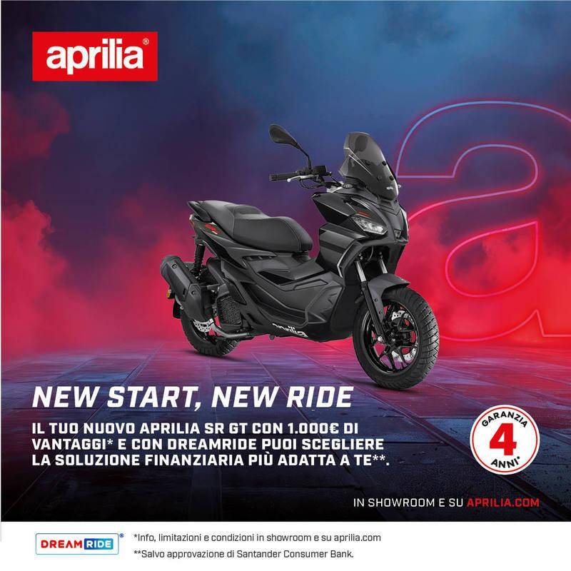 Scopri Aprilia SR GT questo mese con 1.000 € di vantaggi!